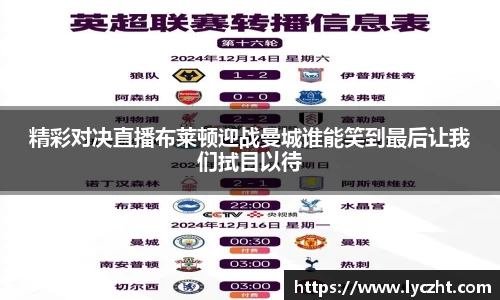 精彩对决直播布莱顿迎战曼城谁能笑到最后让我们拭目以待